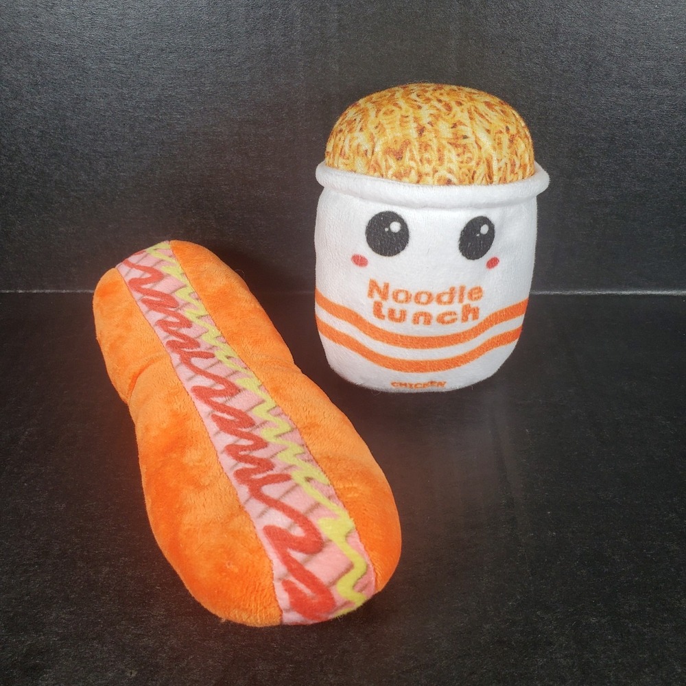 Ideal Toys Direct Plush Cup Of Noodles & Hot Dog Soft‎ Food Stuffed Toy Lot